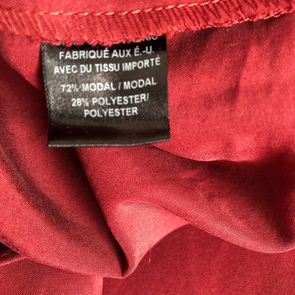 Anthropology Drew V Neck Faux Wrap Burgundy Modal Long Sleeve Blouse G4 - Picture 3 of 8